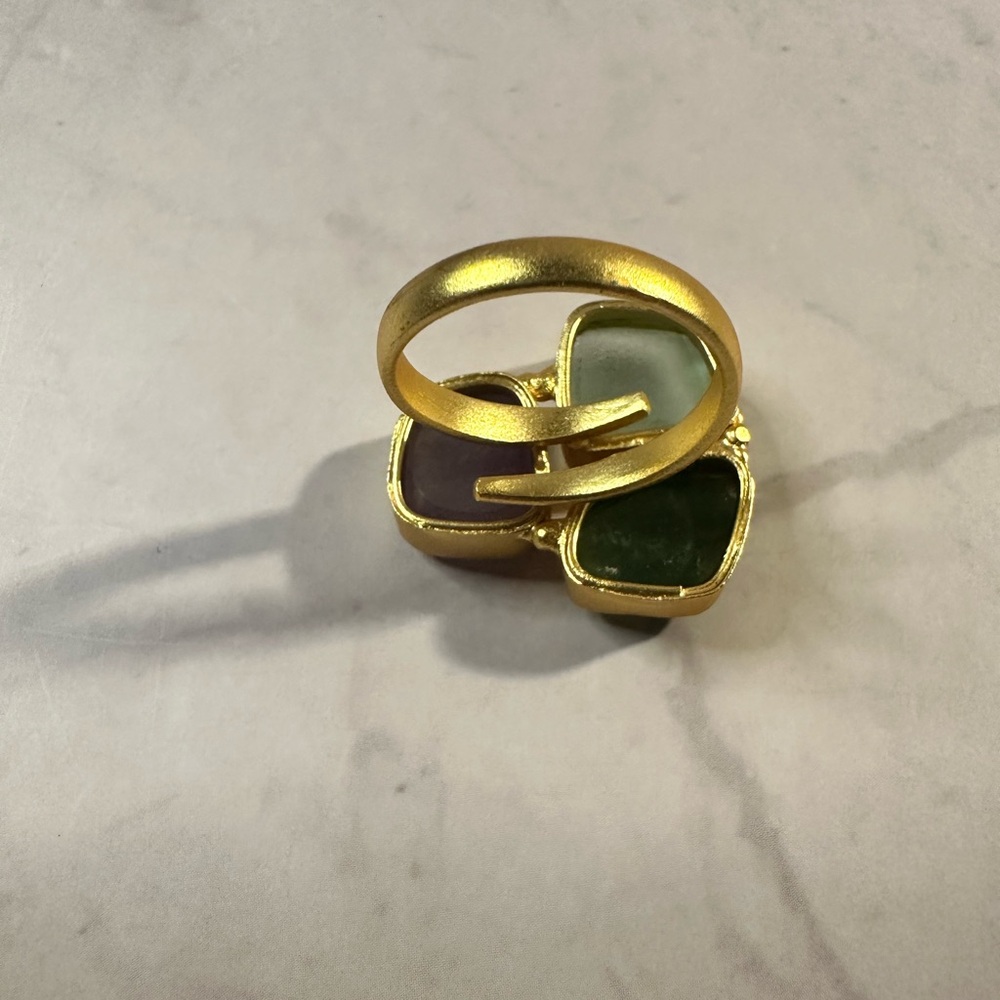 Raw Stone Statement Ring | Multi-Stone Gold Ring … - image 3